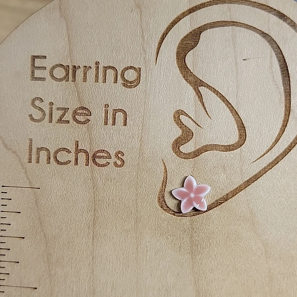 Plumeria Flower Ceramic Stud Earrings - Picture 4 of 8